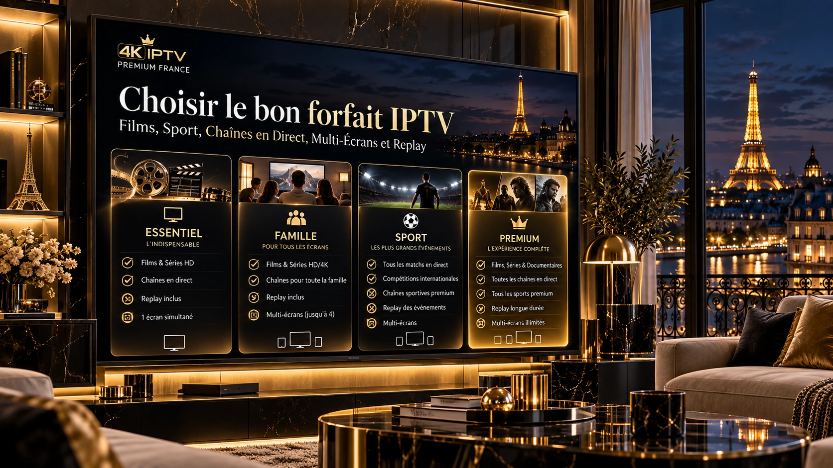 Comparaison de forfaits IPTV selon différents besoins